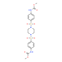 ChemSpider 2D Image | Dimethyl [1,4-piperazinediylbis(sulfonyl-4,1-phenylene)]biscarbamate | C20H24N4O8S2
