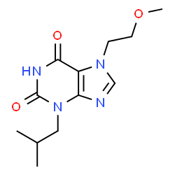 ChemSpider 2D Image | 3-Isobutyl-7-(2-methoxy-ethyl)-3,7-dihydro-purine-2,6-dione | C12H18N4O3