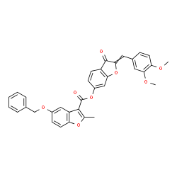 ChemSpider 2D Image | 2-(3,4-Dimethoxybenzylidene)-3-oxo-2,3-dihydro-1-benzofuran-6-yl 5-(benzyloxy)-2-methyl-1-benzofuran-3-carboxylate | C34H26O8