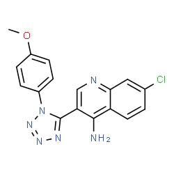 ChemSpider 2D Image | 7-Chloro-3-[1-(4-methoxyphenyl)-1H-tetrazol-5-yl]-4-quinolinamine | C17H13ClN6O