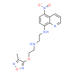 ChemSpider 2D Image | 5-nitro-8-{[2-({2-[(4-methyl-1,2,5-oxadiazol-3-yl)oxy]ethyl}amino)ethyl]amino}quinoline | C16H18N6O4