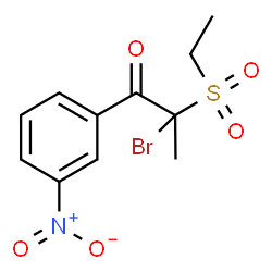 ChemSpider 2D Image | 2-Bromo-2-(ethylsulfonyl)-1-(3-nitrophenyl)-1-propanone | C11H12BrNO5S