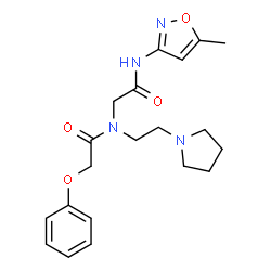 ChemSpider 2D Image | N-(5-Methyl-1,2-oxazol-3-yl)-N~2~-(phenoxyacetyl)-N~2~-[2-(1-pyrrolidinyl)ethyl]glycinamide | C20H26N4O4