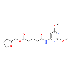 ChemSpider 2D Image | Tetrahydro-2-furanylmethyl 5-[(2,6-dimethoxy-4-pyrimidinyl)amino]-5-oxopentanoate | C16H23N3O6