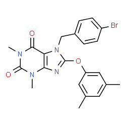 ChemSpider 2D Image | 7-(4-Bromobenzyl)-8-(3,5-dimethylphenoxy)-1,3-dimethyl-3,7-dihydro-1H-purine-2,6-dione | C22H21BrN4O3