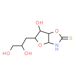 ChemSpider 2D Image | 5-(2,3-Dihydroxypropyl)-6-hydroxytetrahydrofuro[2,3-d][1,3]oxazole-2(3H)-thione | C8H13NO5S