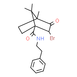 ChemSpider 2D Image | 2-Bromo-4,7,7-trimethyl-3-oxo-N-(2-phenylethyl)bicyclo[2.2.1]heptane-1-carboxamide | C19H24BrNO2