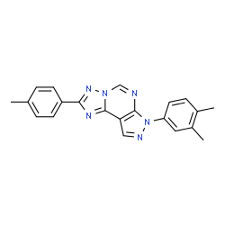 ChemSpider 2D Image | 7-(3,4-Dimethylphenyl)-2-(4-methylphenyl)-7H-pyrazolo[4,3-e][1,2,4]triazolo[1,5-c]pyrimidine | C21H18N6