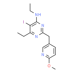 ChemSpider 2D Image | N,6-Diethyl-5-iodo-2-[(6-methoxy-3-pyridinyl)methyl]-4-pyrimidinamine | C15H19IN4O