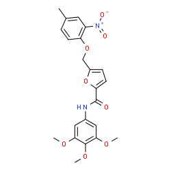 ChemSpider 2D Image | 5-[(4-Methyl-2-nitrophenoxy)methyl]-N-(3,4,5-trimethoxyphenyl)-2-furamide | C22H22N2O8