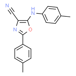 ChemSpider 2D Image | 2-(4-Methylphenyl)-5-[(4-methylphenyl)amino]-1,3-oxazole-4-carbonitrile | C18H15N3O