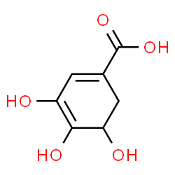 ChemSpider 2D Image | 3,4,5-Trihydroxy-1,3-cyclohexadiene-1-carboxylic acid | C7H8O5