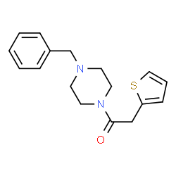 ChemSpider 2D Image | 1-(4-Benzyl-1-piperazinyl)-2-(2-thienyl)ethanone | C17H20N2OS