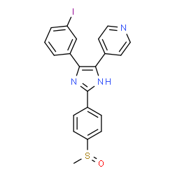 ChemSpider 2D Image | 4-{4-(3-Iodophenyl)-2-[4-(methylsulfinyl)phenyl]-1H-imidazol-5-yl}pyridine | C21H16IN3OS
