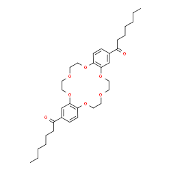 ChemSpider 2D Image | 1,1'-(6,7,9,10,17,18,20,21-Octahydrodibenzo[b,k][1,4,7,10,13,16]hexaoxacyclooctadecine-2,13-diyl)di(1-heptanone) | C34H48O8