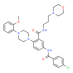 ChemSpider 2D Image | 5-[(4-Chlorobenzoyl)amino]-2-[4-(2-methoxyphenyl)-1-piperazinyl]-N-[3-(4-morpholinyl)propyl]benzamide | C32H38ClN5O4