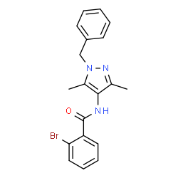 ChemSpider 2D Image | N-(1-Benzyl-3,5-dimethyl-1H-pyrazol-4-yl)-2-bromobenzamide | C19H18BrN3O