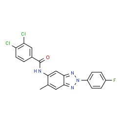ChemSpider 2D Image | 3,4-Dichloro-N-[2-(4-fluorophenyl)-6-methyl-2H-benzotriazol-5-yl]benzamide | C20H13Cl2FN4O