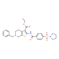 ChemSpider 2D Image | Ethyl 6-benzyl-2-{[4-(1-pyrrolidinylsulfonyl)benzoyl]amino}-4,5,6,7-tetrahydrothieno[2,3-c]pyridine-3-carboxylate | C28H31N3O5S2