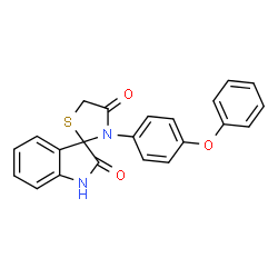 ChemSpider 2D Image | 3'-(4-Phenoxyphenyl)-4'H-spiro[indole-3,2'-[1,3]thiazolidine]-2,4'(1H)-dione | C22H16N2O3S