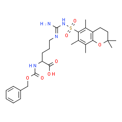 ChemSpider 2D Image | (E)-N~5~-(Amino{[(2,2,5,7,8-pentamethyl-3,4-dihydro-2H-chromen-6-yl)sulfonyl]amino}methylene)-N~2~-[(benzyloxy)carbonyl]ornithine | C28H38N4O7S