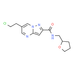 ChemSpider 2D Image | 6-(2-Chloroethyl)-N-(tetrahydro-2-furanylmethyl)pyrazolo[1,5-a]pyrimidine-2-carboxamide | C14H17ClN4O2