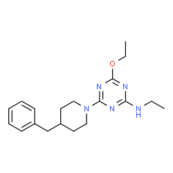 ChemSpider 2D Image | 4-(4-Benzyl-1-piperidinyl)-6-ethoxy-N-ethyl-1,3,5-triazin-2-amine | C19H27N5O