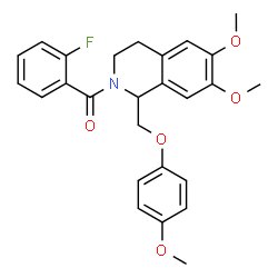 ChemSpider 2D Image | {6,7-Dimethoxy-1-[(4-methoxyphenoxy)methyl]-3,4-dihydro-2(1H)-isoquinolinyl}(2-fluorophenyl)methanone | C26H26FNO5