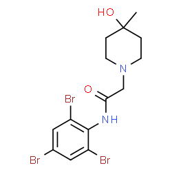 ChemSpider 2D Image | 2-(4-Hydroxy-4-methyl-1-piperidinyl)-N-(2,4,6-tribromophenyl)acetamide | C14H17Br3N2O2