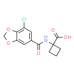 ChemSpider 2D Image | 1-{[(7-Chloro-1,3-benzodioxol-5-yl)carbonyl]amino}cyclobutanecarboxylic acid | C13H12ClNO5