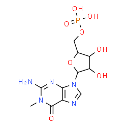 ChemSpider 2D Image | 2-Amino-1-methyl-9-(5-O-phosphonopentofuranosyl)-1,9-dihydro-6H-purin-6-one | C11H16N5O8P