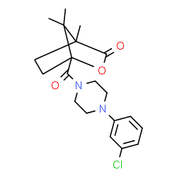 ChemSpider 2D Image | 1-{[4-(3-Chlorophenyl)-1-piperazinyl]carbonyl}-4,7,7-trimethyl-2-oxabicyclo[2.2.1]heptan-3-one | C20H25ClN2O3
