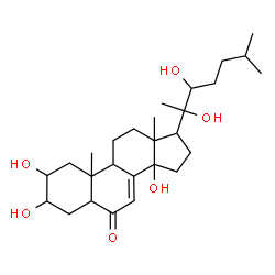 ChemSpider 2D Image | 2,3,14,20,22-Pentahydroxycholest-7-en-6-one | C27H44O6