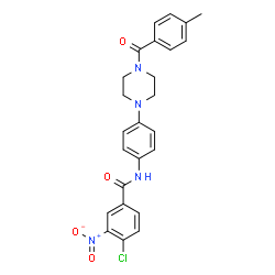 ChemSpider 2D Image | 4-Chloro-N-{4-[4-(4-methylbenzoyl)-1-piperazinyl]phenyl}-3-nitrobenzamide | C25H23ClN4O4