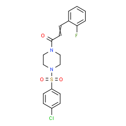 ChemSpider 2D Image | 1-{4-[(4-Chlorophenyl)sulfonyl]-1-piperazinyl}-3-(2-fluorophenyl)-2-propen-1-one | C19H18ClFN2O3S