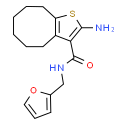 ChemSpider 2D Image | 2-Amino-N-(2-furylmethyl)-4,5,6,7,8,9-hexahydrocycloocta[b]thiophene-3-carboxamide | C16H20N2O2S