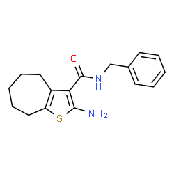 ChemSpider 2D Image | 2-amino-N-benzyl-4H,5H,6H,7H,8H-cyclohepta[b]thiophene-3-carboxamide | C17H20N2OS