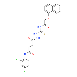 ChemSpider 2D Image | N-(2,4-Dichlorophenyl)-4-(2-{[(1-naphthyloxy)acetyl]carbamothioyl}hydrazino)-4-oxobutanamide | C23H20Cl2N4O4S