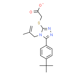 ChemSpider 2D Image | ({5-[4-(2-Methyl-2-propanyl)phenyl]-4-(2-methyl-2-propen-1-yl)-4H-1,2,4-triazol-3-yl}sulfanyl)acetate | C18H22N3O2S