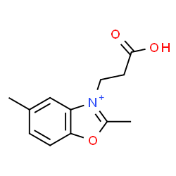 ChemSpider 2D Image | 3-(2-Carboxyethyl)-2,5-dimethyl-1,3-benzoxazol-3-ium | C12H14NO3