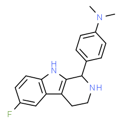 ChemSpider 2D Image | 4-(6-Fluoro-2,3,4,9-tetrahydro-1H-beta-carbolin-1-yl)-N,N-dimethylaniline | C19H20FN3