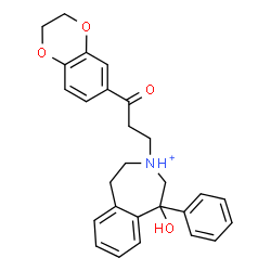 ChemSpider 2D Image | 3-[3-(2,3-Dihydro-1,4-benzodioxin-6-yl)-3-oxopropyl]-1-hydroxy-1-phenyl-2,3,4,5-tetrahydro-1H-3-benzazepinium | C27H28NO4