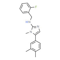 ChemSpider 2D Image | 5-(3,4-Dimethylphenyl)-N-(2-fluorobenzyl)-1-methyl-1H-imidazol-2-amine | C19H20FN3