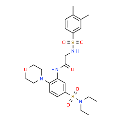 ChemSpider 2D Image | N-[5-(Diethylsulfamoyl)-2-(4-morpholinyl)phenyl]-N~2~-[(3,4-dimethylphenyl)sulfonyl]glycinamide | C24H34N4O6S2