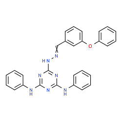 ChemSpider 2D Image | 6-[2-(3-Phenoxybenzylidene)hydrazino]-N,N'-diphenyl-1,3,5-triazine-2,4-diamine | C28H23N7O