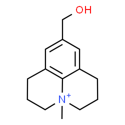 ChemSpider 2D Image | 9-(Hydroxymethyl)-4-methyl-2,3,6,7-tetrahydro-1H,5H-pyrido[3,2,1-ij]quinolinium | C14H20NO