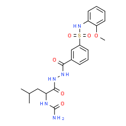 ChemSpider 2D Image | 3-({2-[2-(Carbamoylamino)-4-methylpentanoyl]hydrazino}carbonyl)-N-(2-methoxyphenyl)benzenesulfonamide | C21H27N5O6S
