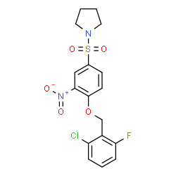 ChemSpider 2D Image | 1-({4-[(2-Chloro-6-fluorobenzyl)oxy]-3-nitrophenyl}sulfonyl)pyrrolidine | C17H16ClFN2O5S