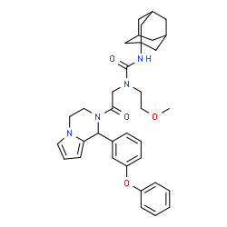 ChemSpider 2D Image | 3-Adamantan-1-yl-1-(2-methoxyethyl)-1-{2-oxo-2-[1-(3-phenoxyphenyl)-3,4-dihydropyrrolo[1,2-a]pyrazin-2(1H)-yl]ethyl}urea | C35H42N4O4