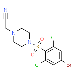 ChemSpider 2D Image | {4-[(4-Bromo-2,6-dichlorophenyl)sulfonyl]-1-piperazinyl}acetonitrile | C12H12BrCl2N3O2S